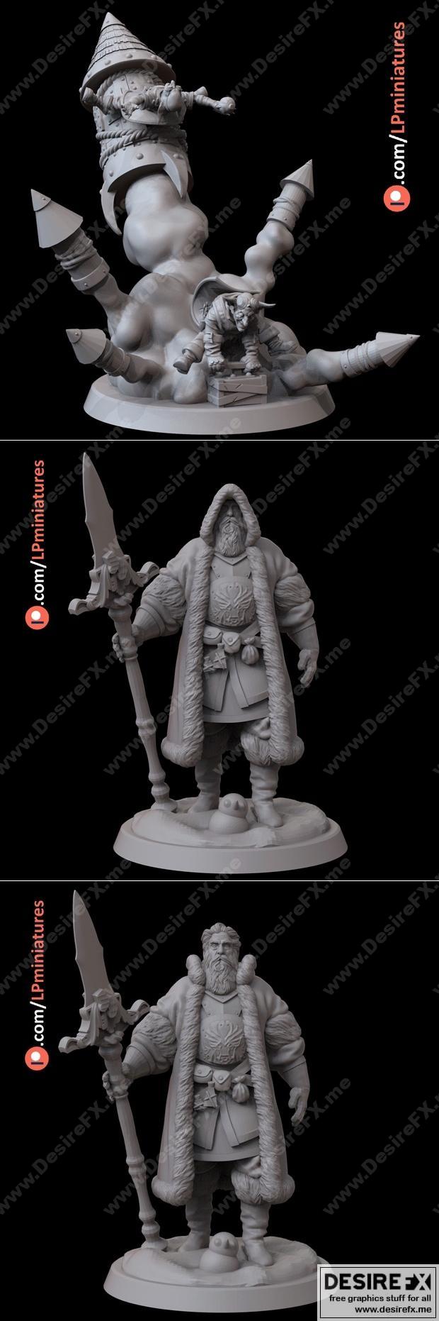 小妖精迷你雕像与半巨人圣诞老人——3D打印模型|Goblin Miniature Statue and Half Giant Santa – 3D Print Model STL