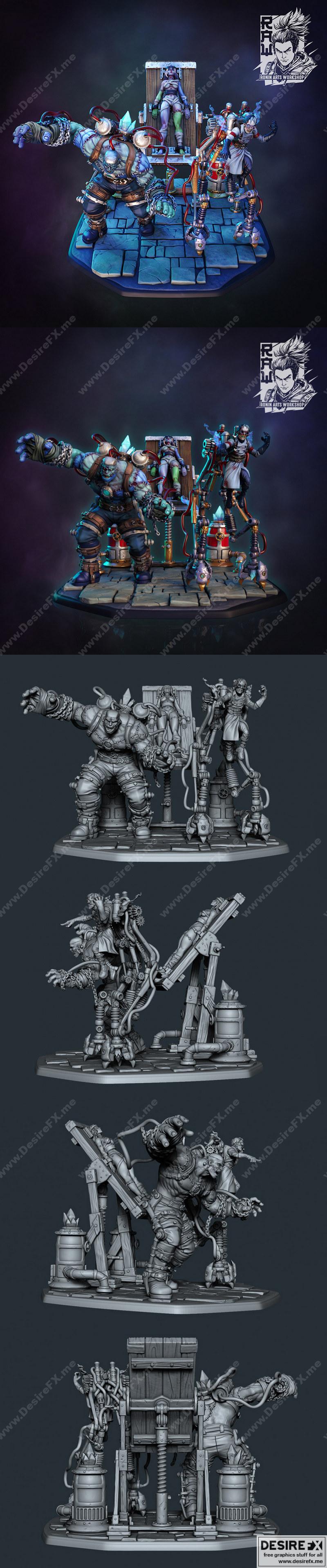 大师达里奥、格里戈尔与妮尼亚——迪奥拉姆3D打印模型|Master Dario, Grigor, and Nenia – Frankenstein’s Lab Diorama – 3D Print Model