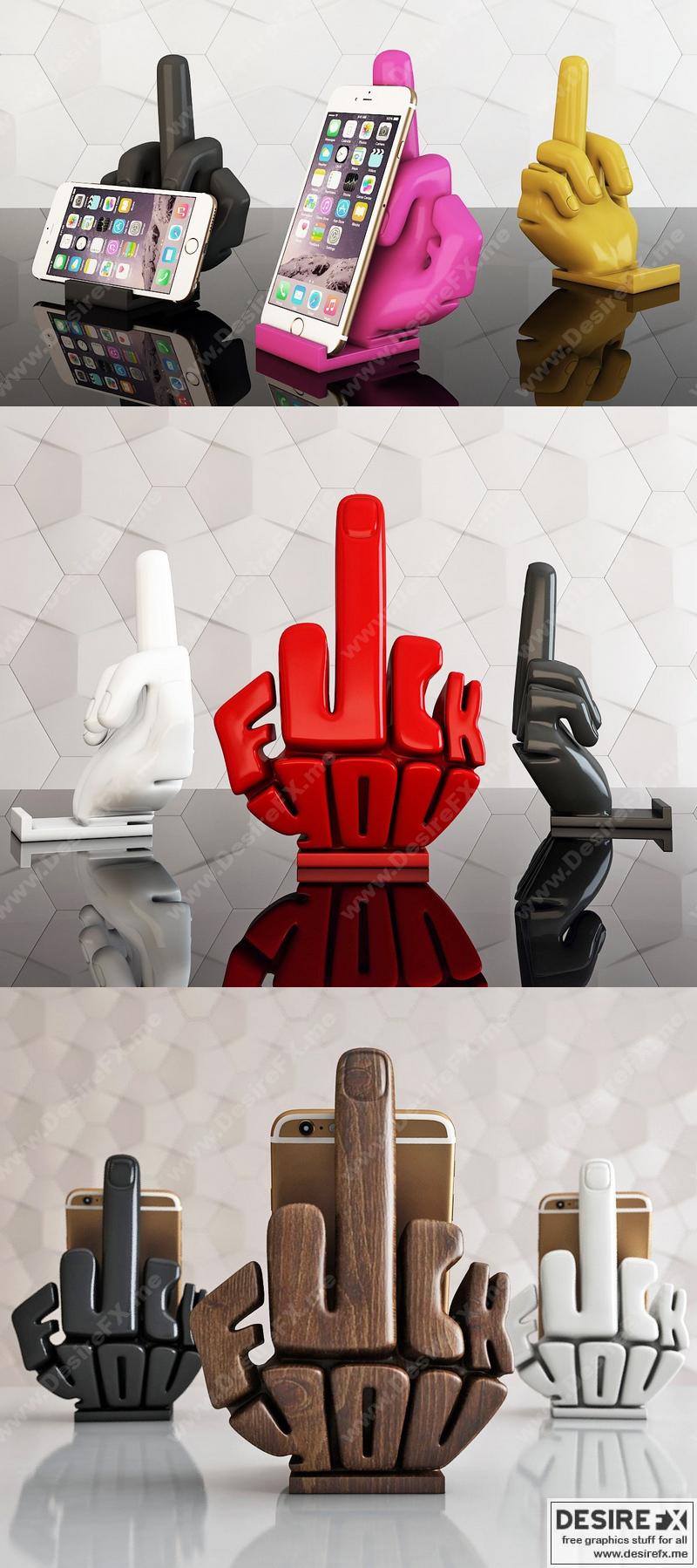 3D打印模型：赛博朋克2077角色挂件——夜之城警官|Fuck You SmartPhone Holder – 3D Print Model