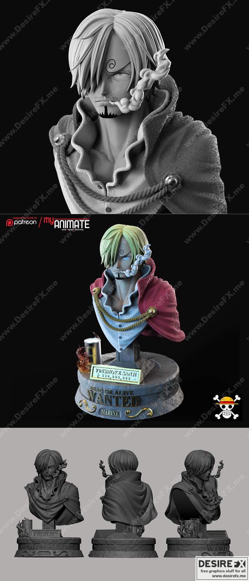海贼王三dimensional打印模型：Sanji人设立体模型|Sanji Bust from One Piece – Dyas – 3D Print Model STL