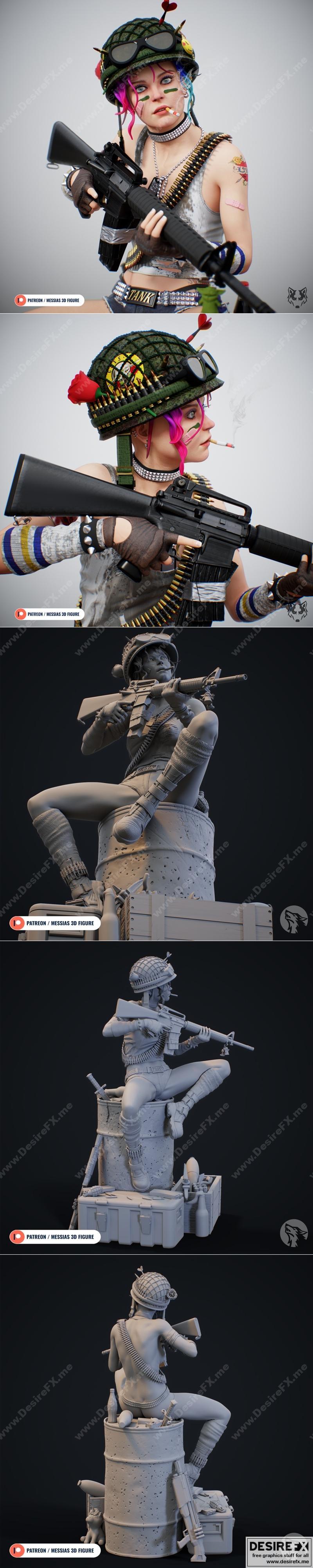 坦克少女 3D打印模型|Tank Girl – 3D Print Model STL
