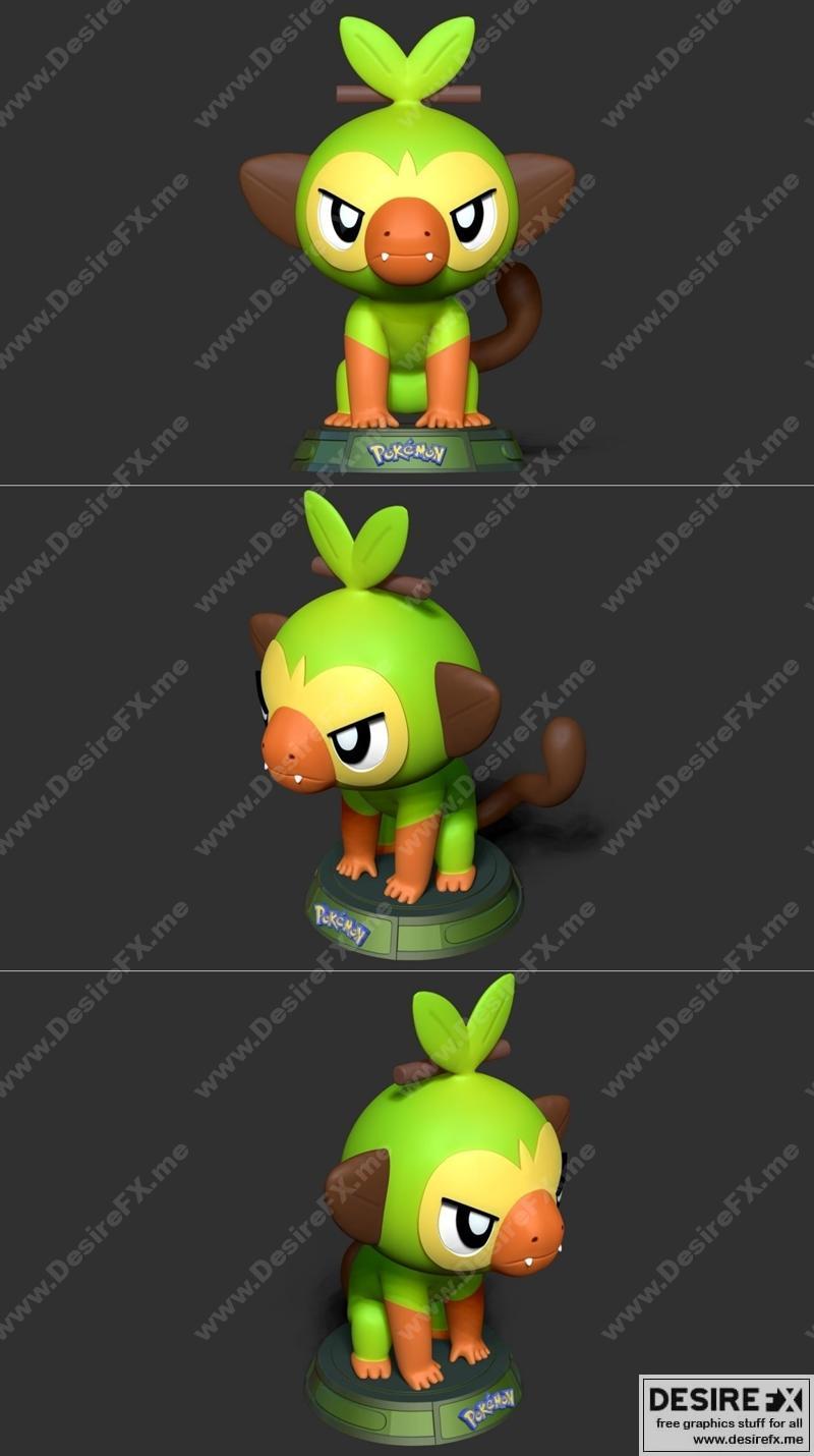 宝可梦 Grookey 3D打印模型|Grookey – Pokemon Fanart – 3D Print Model STL
