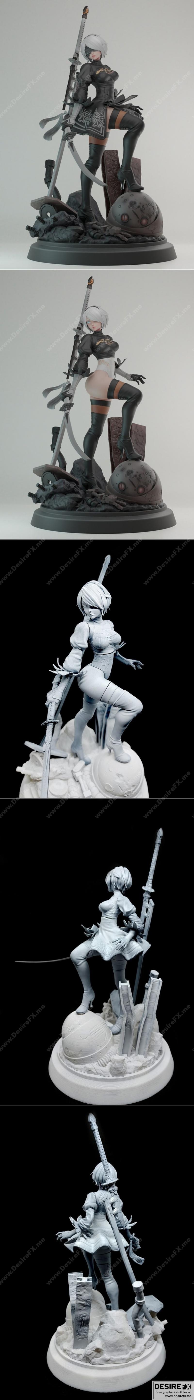 尼尔自动人形 2B 3D打印模型|Nier Automata 2B – 3D Print Model STL