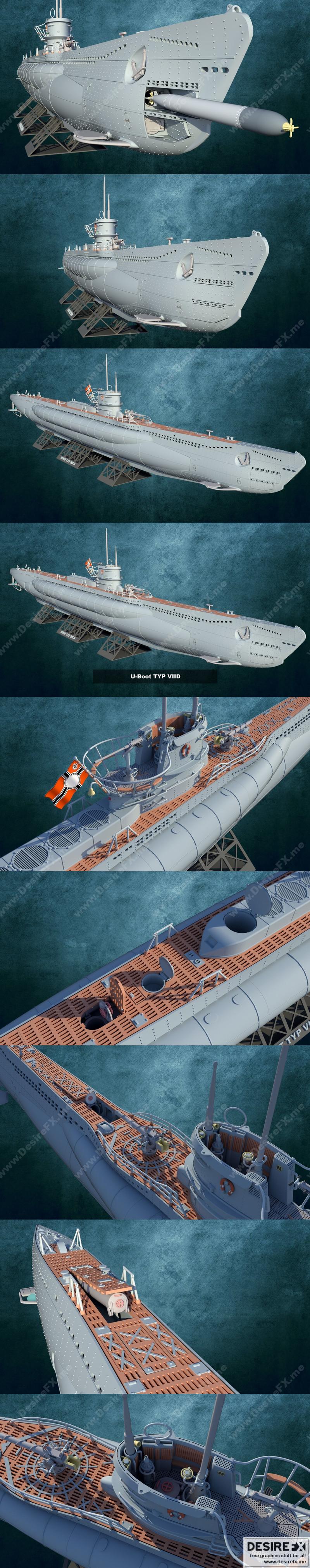 U-Boot TYP VIID 3D打印模型|U-Boot TYP VIID – 3D Print Model STL