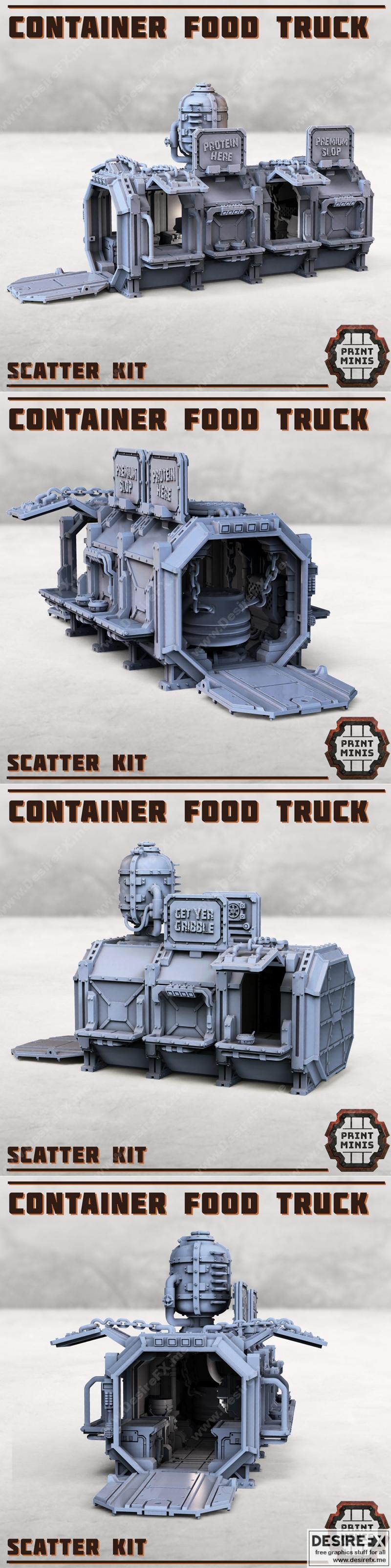 3D打印美食推车模型——Print Minis系列|Print Minis – Container Food Truck – 3D Print Model STL