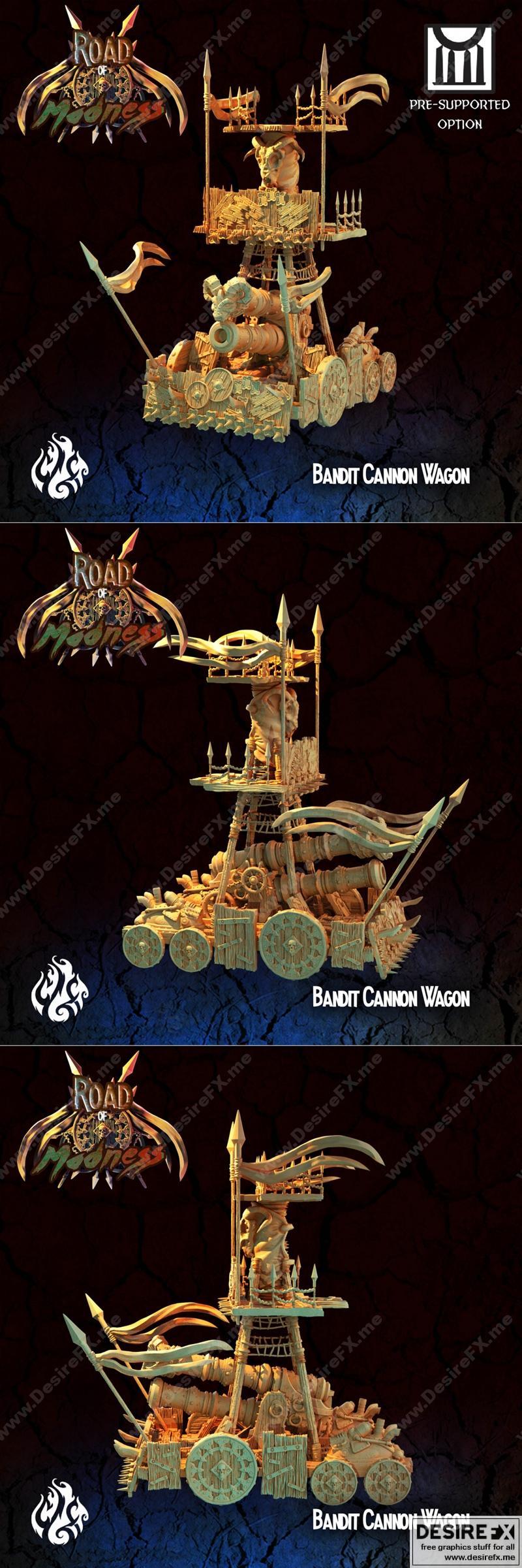 带枪货车模型——3D打印可打印设计|Bandit Cannon Wagon – 3D Print Model STL