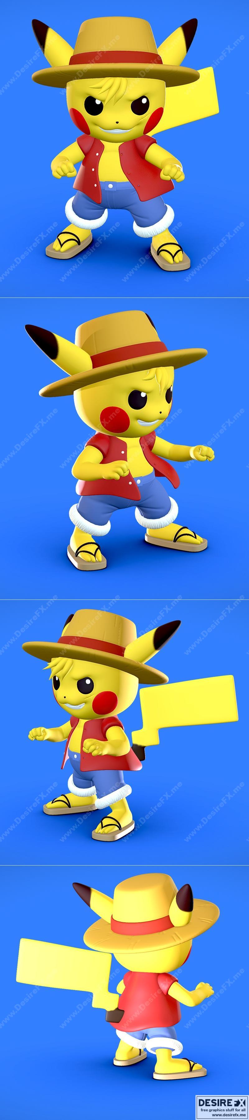 路飞皮卡丘 3D打印模型|Luffy Pikachu – 3D Print Model STL