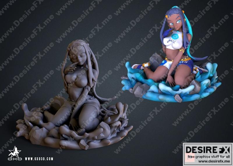 宝可梦动漫厚实女孩标准款及比基尼角色-姿态02 3D打印模型|Nessa Pokemon Anime Thick Girl Standard and Bikini – Pose 02 Pop Collectible – 3D Print Model STL