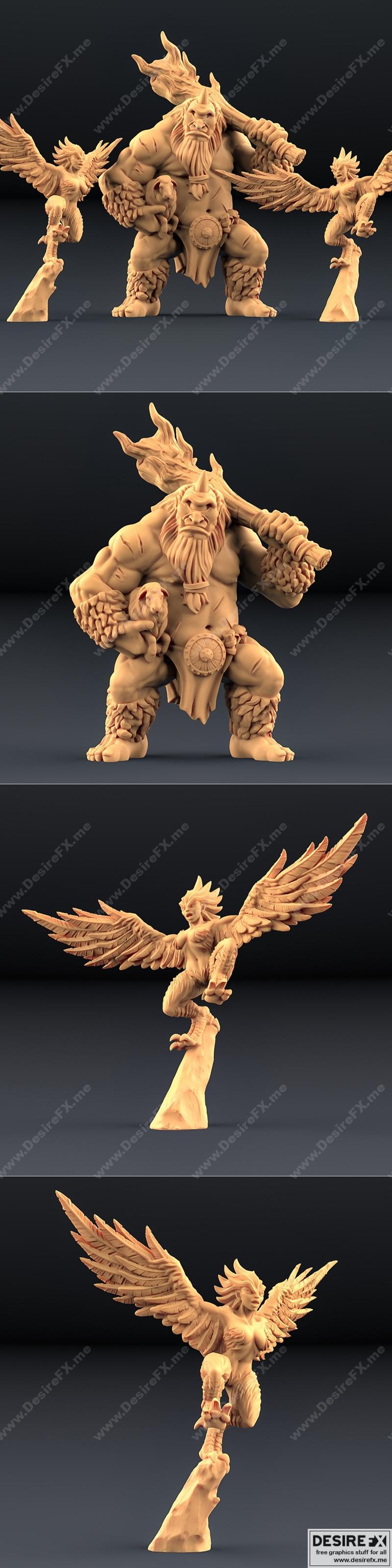Cyclope与哈庇女——3D打印模型|Cyclope and Harpies – 3D Print Model STL