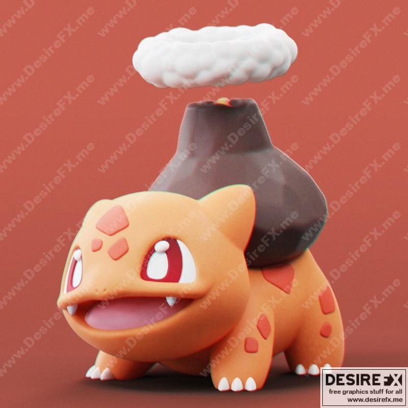 宝可梦火红宝可梦3D打印模型|Pokemon Fire Bulbasaur – 3D Print Model