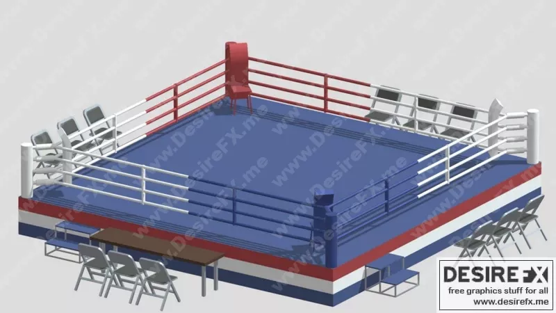 低多边形卡通拳击环 3D打印模型|Low poly cartoon boxing ring – 3D Print Model STL
