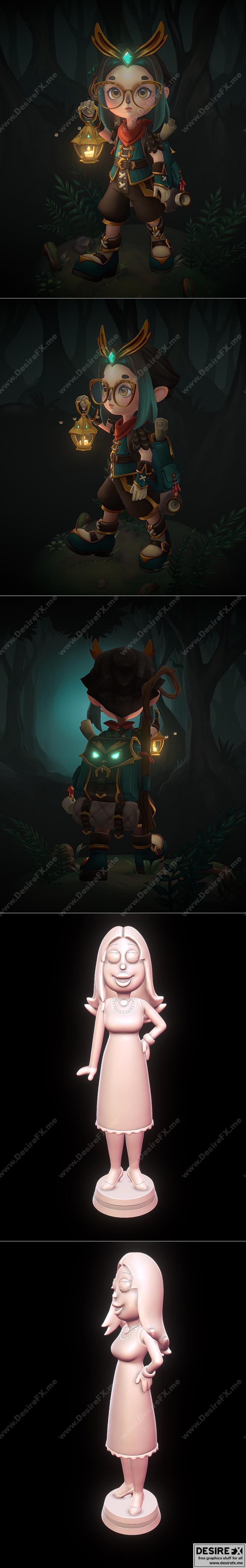 奥尔女孩与弗兰西斯·史密斯 3D打印模型|Owl Girl and Francine Smith – American Dad – 3D Print Model STL