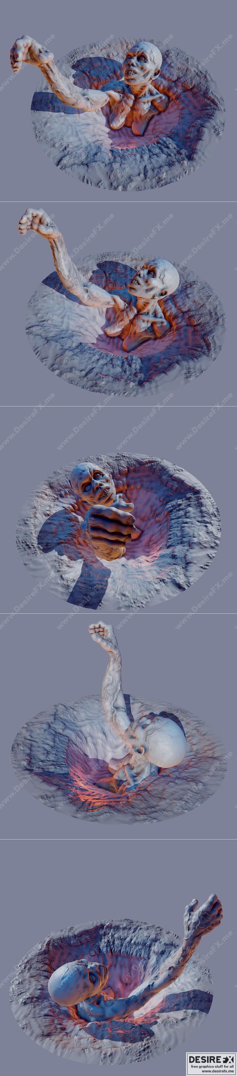 洞穴中的僵尸——3D打印模型|Zombie In The Hole – 3D Print Model STL