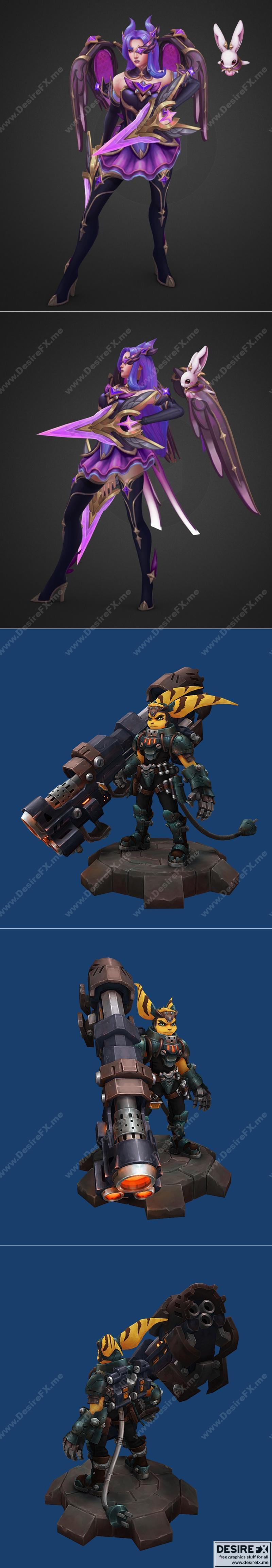 腐蚀之星守护者凯萨与拉特奇——3D打印模型|Corrupted Star Guardian KaiSa and Ratchet – 3D Print Model STL