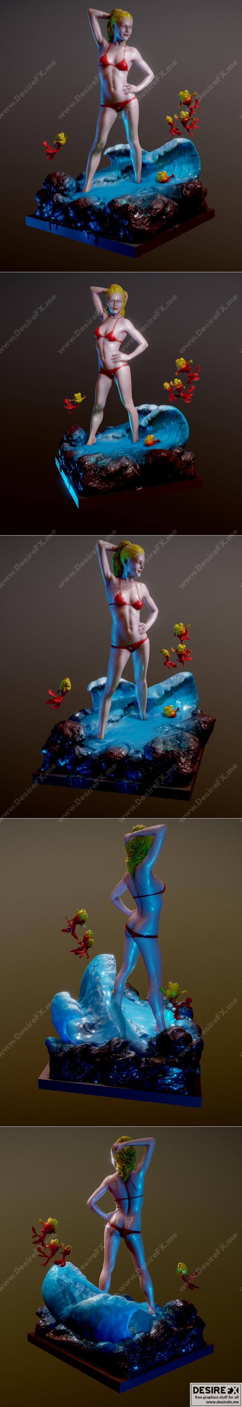 高模Pinup少女 3D打印模型|Pinup Girl (High Poly) – 3D Print Model STL