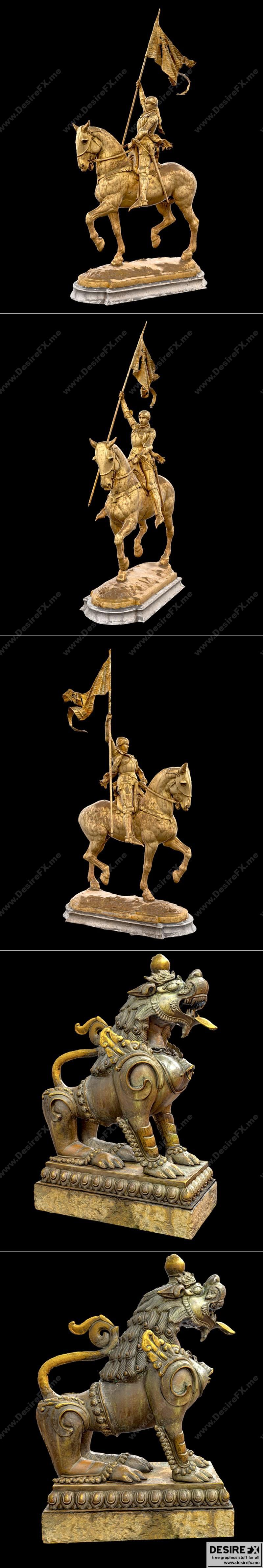 巴黎圣女贞德与青铜狮子3D打印模型|Jeanne D Arc Paris and Brass Lion w3 LOD – Nepal Heritage – 3D Print Model STL