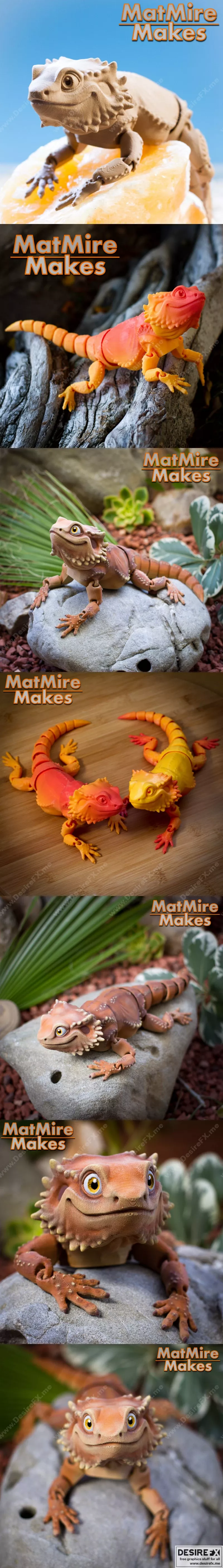 3D打印可组装鬃毛龙玩具模型|Bearded Dragon Articulated Toy, Print-In-Place Body, Snap-Fit Head, Cute Flexi 2 – 3D Print Model STL