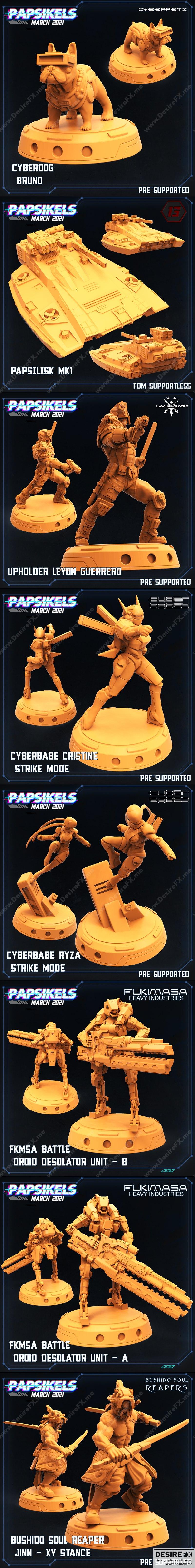 Papsikels 3D打印模型：赛博朋克2021角色设计|Papsikels – Cyberpunk March 2021 – 3D Print Model STL