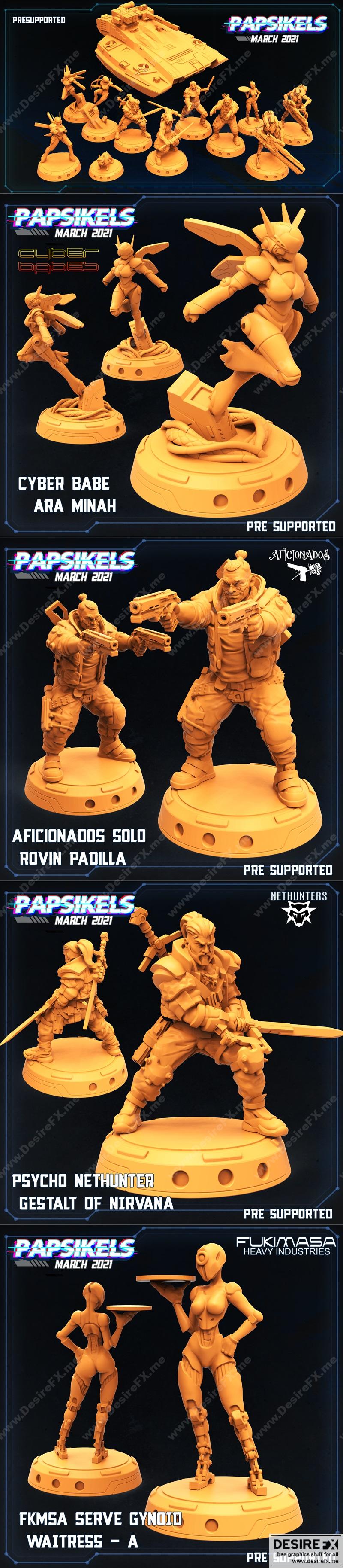 Papsikels 3D打印模型：赛博朋克2021角色设计|Papsikels – Cyberpunk March 2021 – 3D Print Model STL