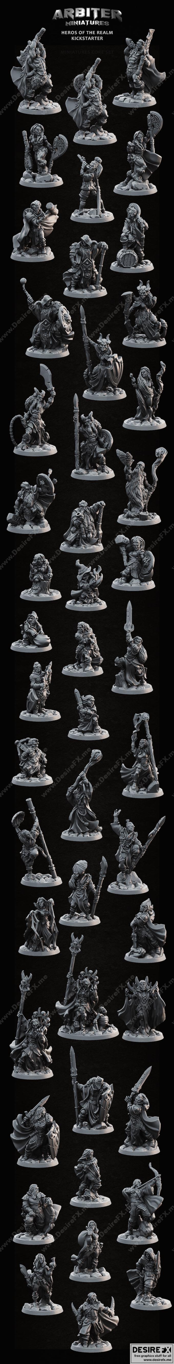 Arbiter迷你模型3D打印套装：王国英雄系列|Arbiter Miniatures Kickstarter 3 – Heroes of the realm – 3D Print Model STL