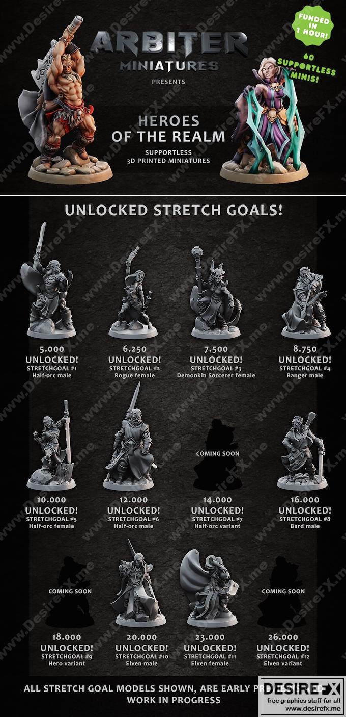 Arbiter迷你模型3D打印套装：王国英雄系列|Arbiter Miniatures Kickstarter 3 – Heroes of the realm – 3D Print Model STL
