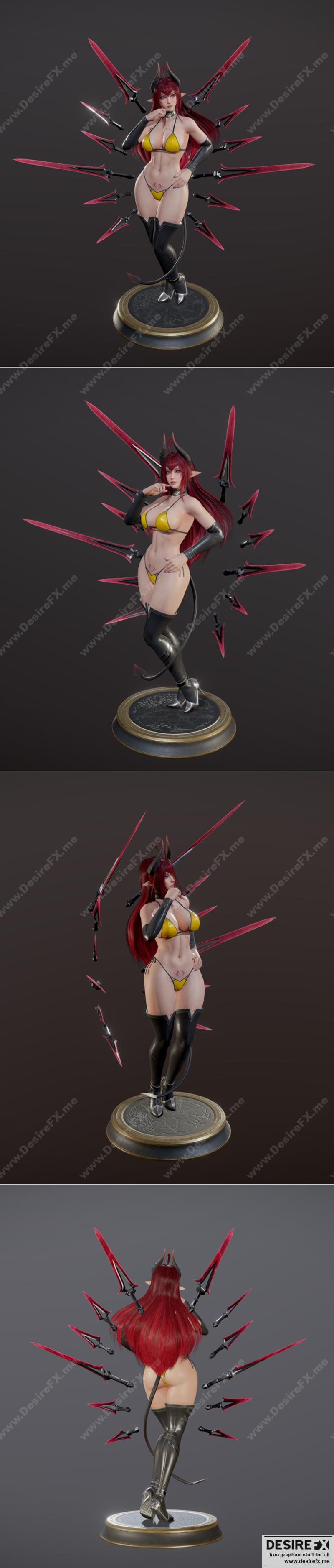Daemon Girl 3D打印模型|Daemon Girl – 3D Print Model STL
