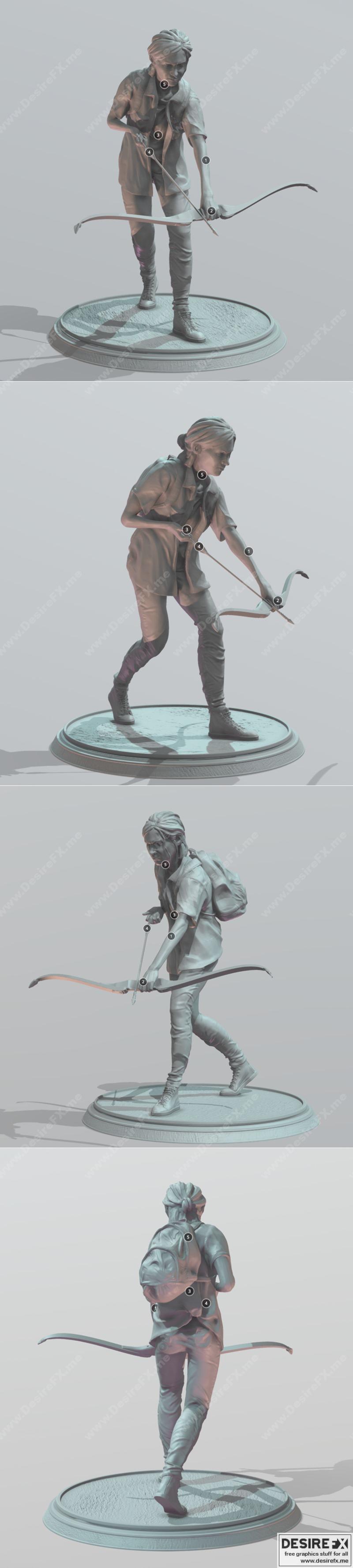 最后生还者2 Ellie 雕塑 3D打印模型|Ellie – Statue (The Last of Us Part 2) – 3D Print Model STL