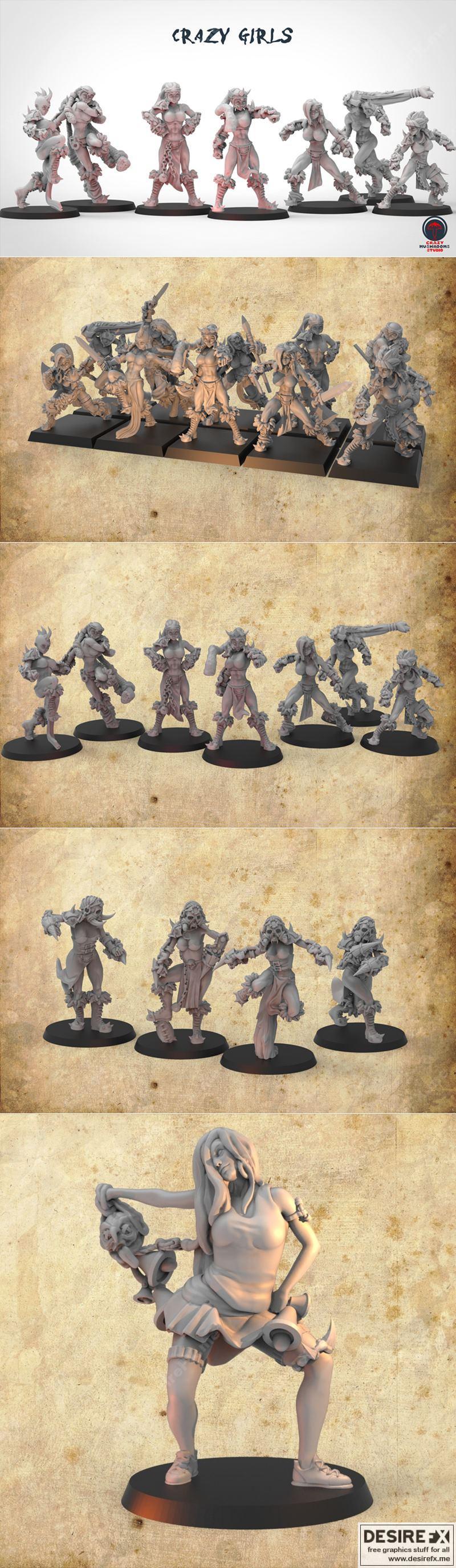 疯狂蘑菇工作室 - 疯狂女孩 - 3D打印模型|Crazy Mushrooms Studio – Crazy Girls – 3D Print Model STL