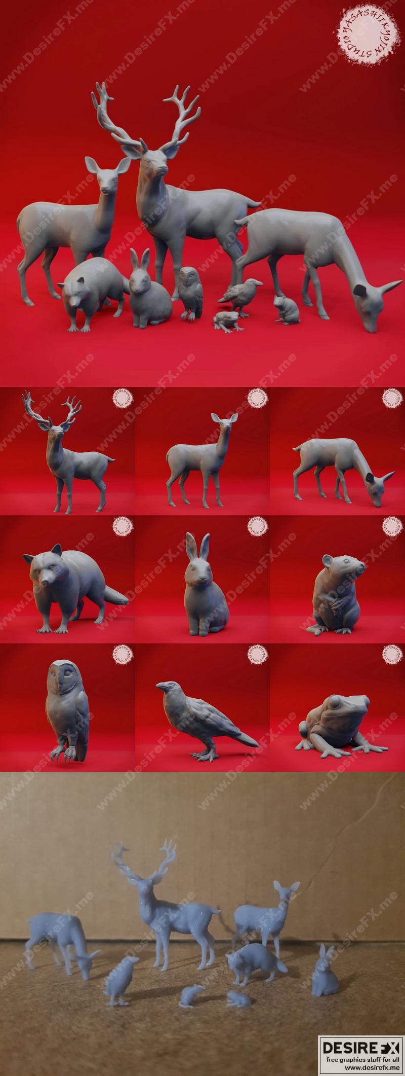 森林动物 3D打印模型 STL|Forest Animals – 3D Print Model STL