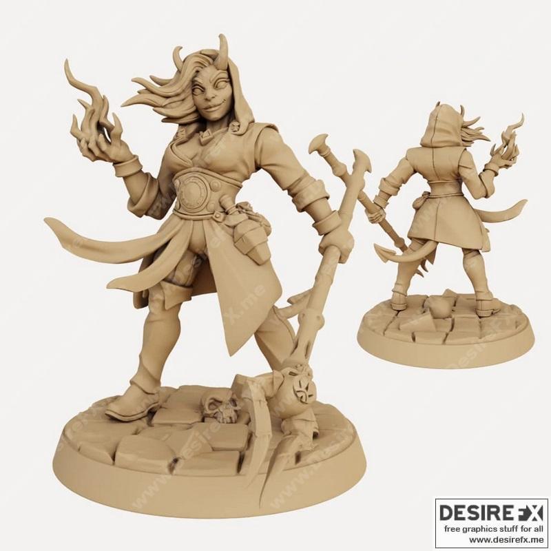 hooded女巫间谍3D打印模型|Mezzalfiend Trickster Female Warlock (Hooded) – 3D Print Model STL