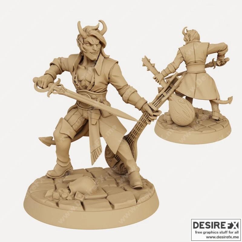 3D打印模型：游戏角色梅扎尔菲恩德诡计游侠男 Bard B|Mezzalfiend Trickster Male Bard B – 3D Print Model STL