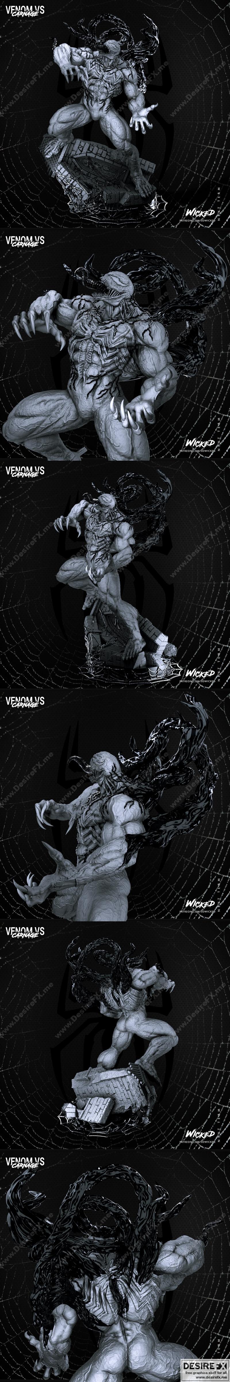 Venom 3D打印模型|Wicked – Marvel – Venom Sculpture – 3D Print Model