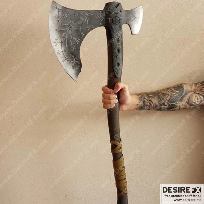 武器克雷托斯 - 反派之斧 - 3D打印模型|Weapon Kratos – Leviathan Axe – 3D Print Model STL