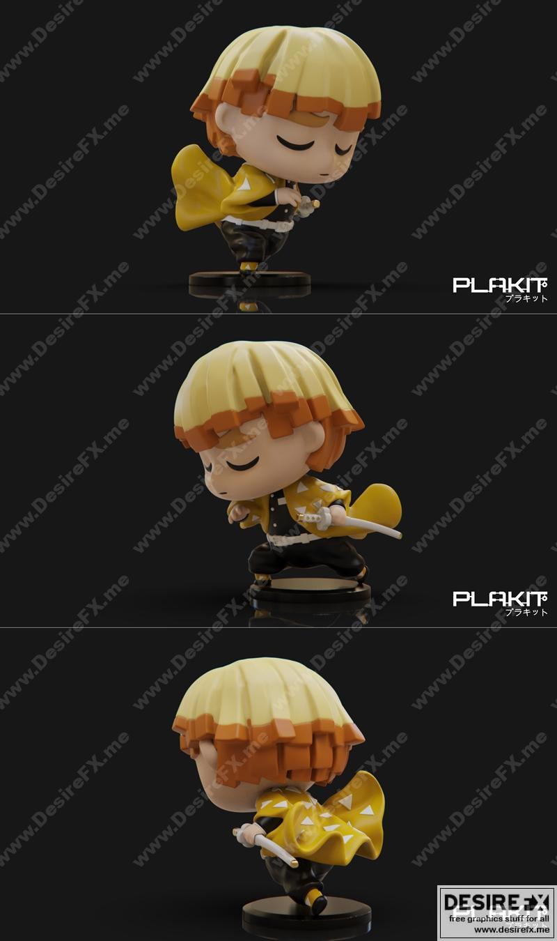 PlaKit - 魔道祖师  Zenitsu 3D打印模型|PlaKit – Demon Slayer Zenitsu – 3D Print Model STL