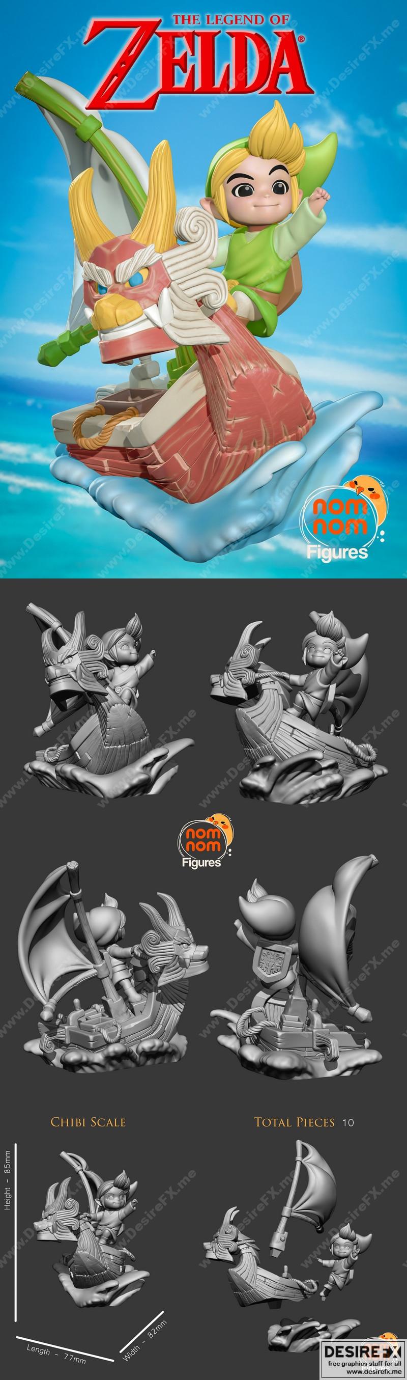 风之谷 里克 3D打印模型|Chibi Wind Waker Link on the King of Red Lions – 3D Print Model STL