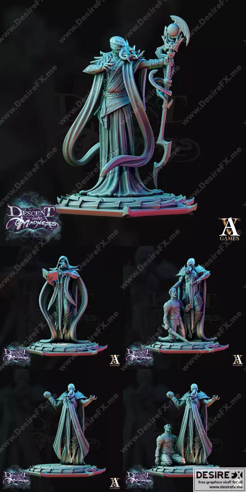 Archvillain Games《恩cephalids》3D打印模型|Archvillain Games – Descent into Madness – Encephalids – 3D Print Model STL