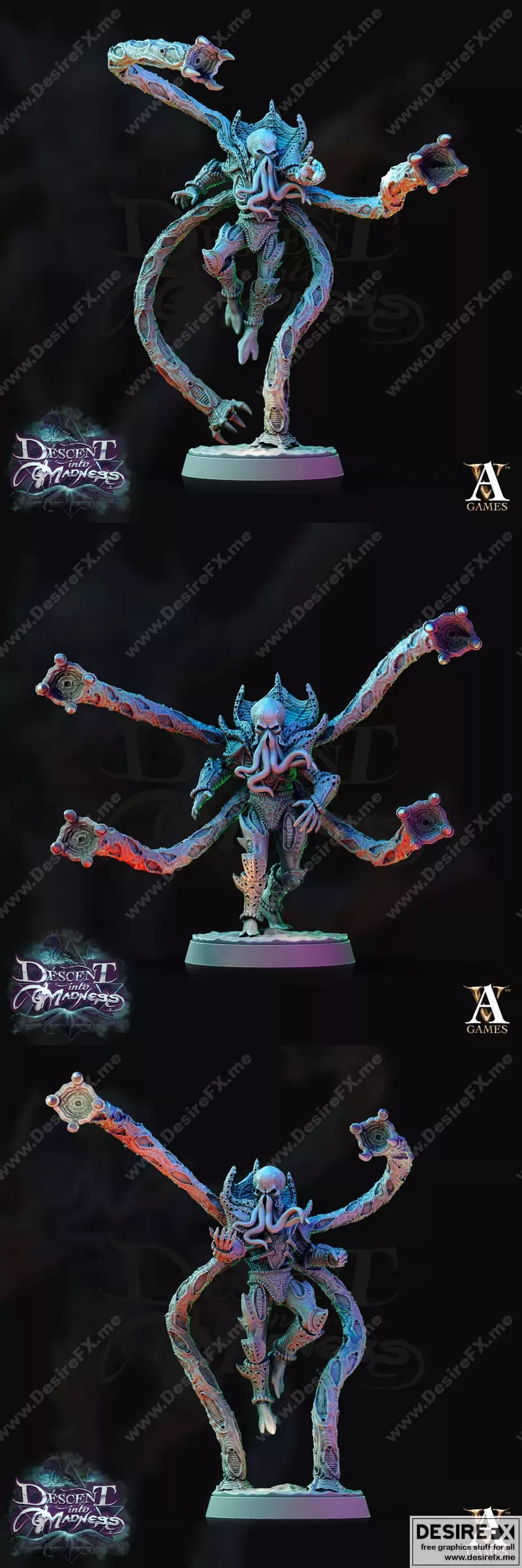 Archvillain Games《恩cephalid狂暴兵》3D打印模型|Archvillain Games – Descent into Madness – Encephalid Shocktroopers – 3D Print Model STL