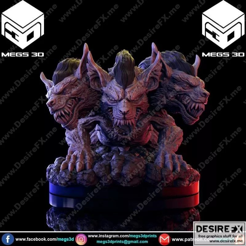 Cerberus三头3D打印模型|Cerberus – 3 Heads – 3D Print Model STL