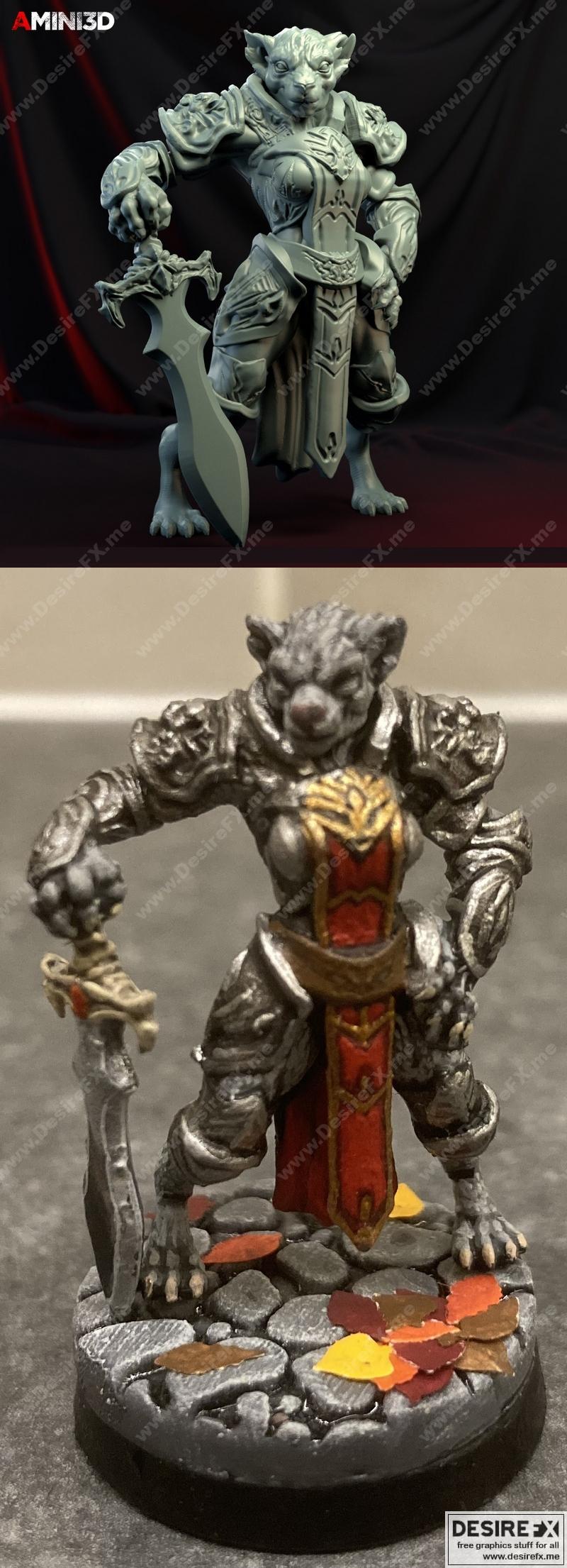 3D打印模型：女贤者战锤角色|Tabaxi Paladin Female – 3D Print Model STL