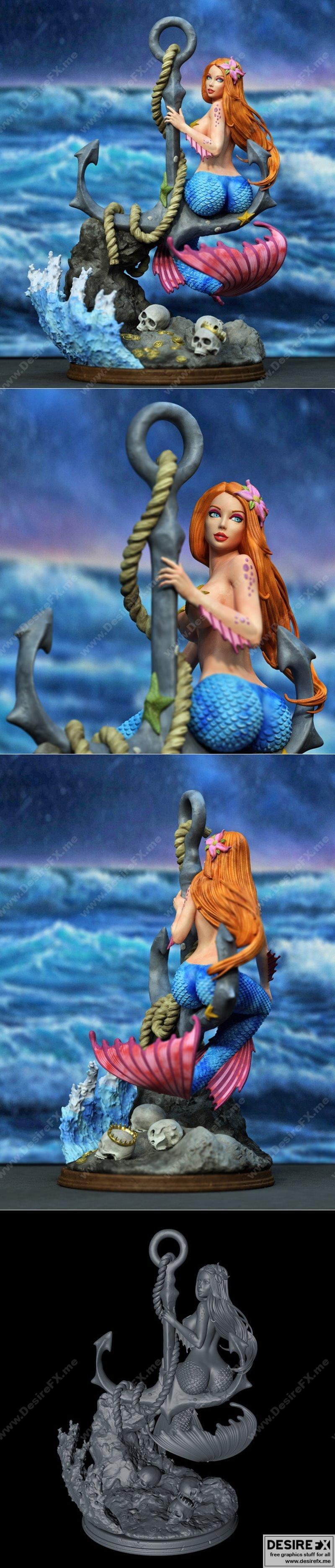 Mermaid - 蝴蝶精灵 - 3D打印模型|Mermaid – 3D Print Model STL