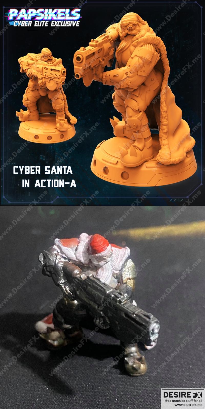赛博圣诞行动——3D打印模型|Cyber Santa Action – A – 3D Print Model STL