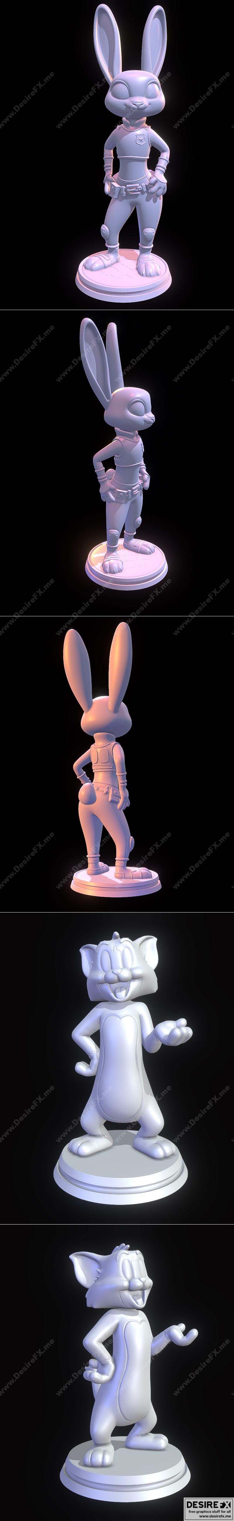 《疯狂动物城兔兔与猫狗乐园汤姆的3D打印模型》|Judy Hopps – Zootopia and Tom – Tom and Jerry – 3D Print Model STL