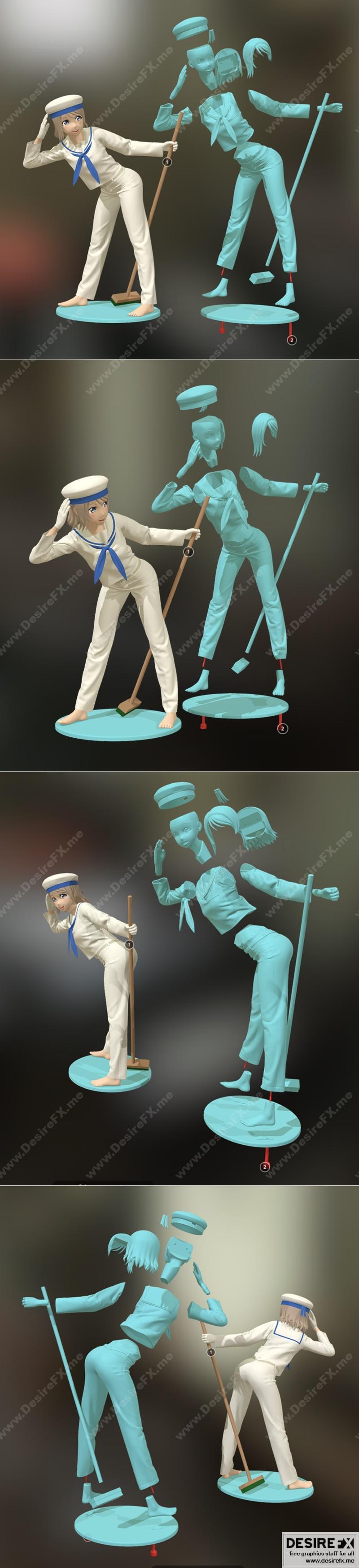 Sailor Girl 3D打印模型|Sailor Girl – 3D Print Model STL