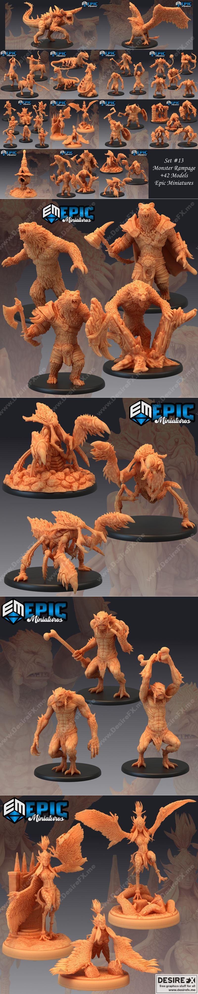 史诗迷你款——怪物暴动——3D打印模型|Epic Minis – Monster Rampage – 3D Print Model STL