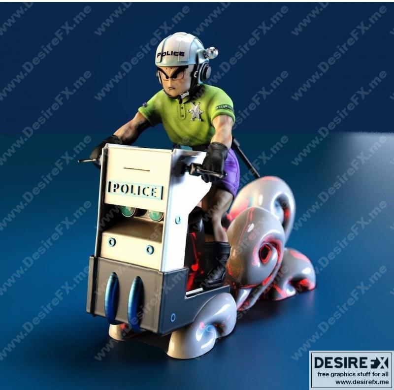 龙珠警察赛林3D打印模型|Krillin Police Race Dragon Ball – 3D Print Model STL