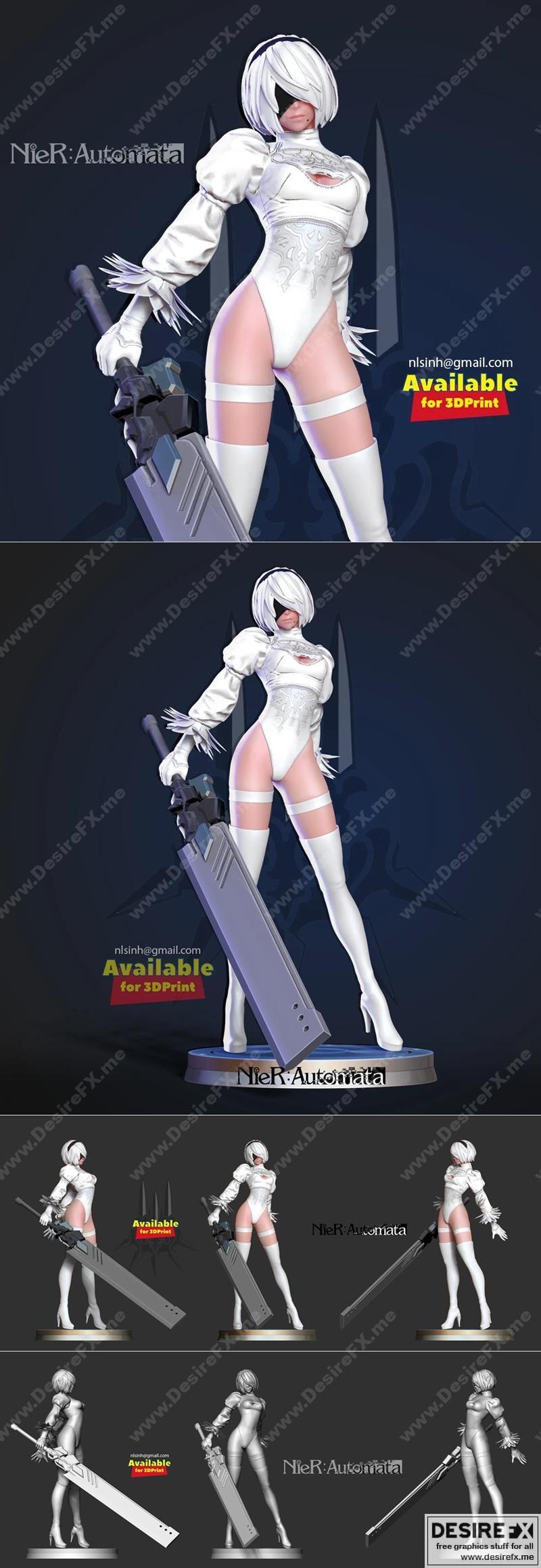 2B 机械生命体 3D打印模型|2B Nier – Automata White version – 3D Print Model STL