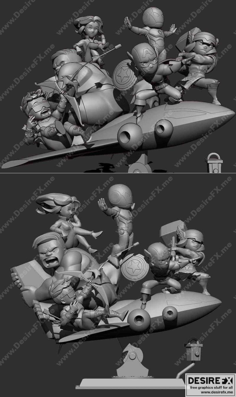 复仇者联盟3D打印模型 diy手办套装|Avengers Assemble Cute Diorama – 3D Print Model STL