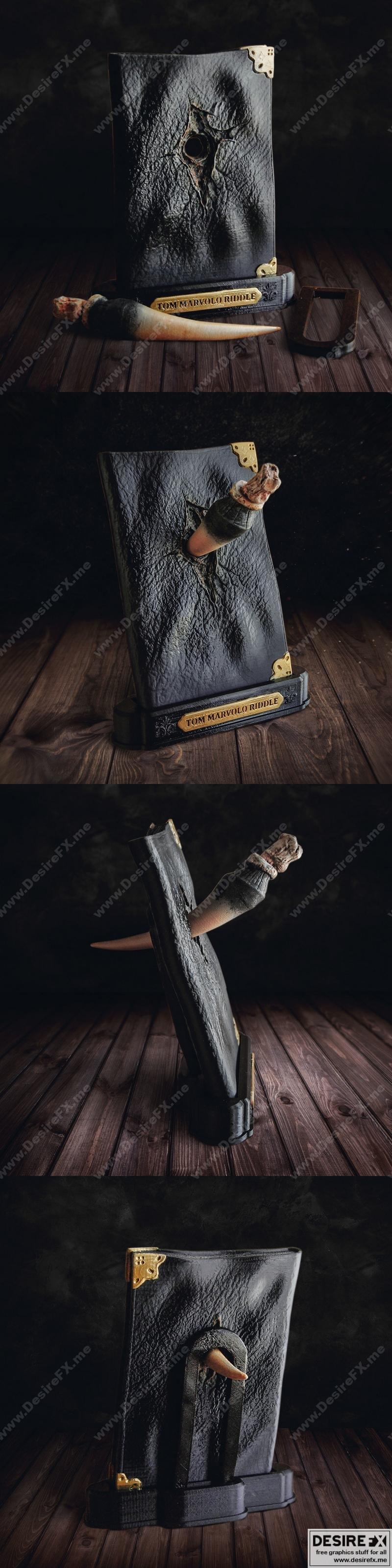 伏地魔日记与 Basilisk 龙牙 3D打印模型|Tom Riddle Diary and the Basilisk Fang – Harry Potter – 3D Print Model STL