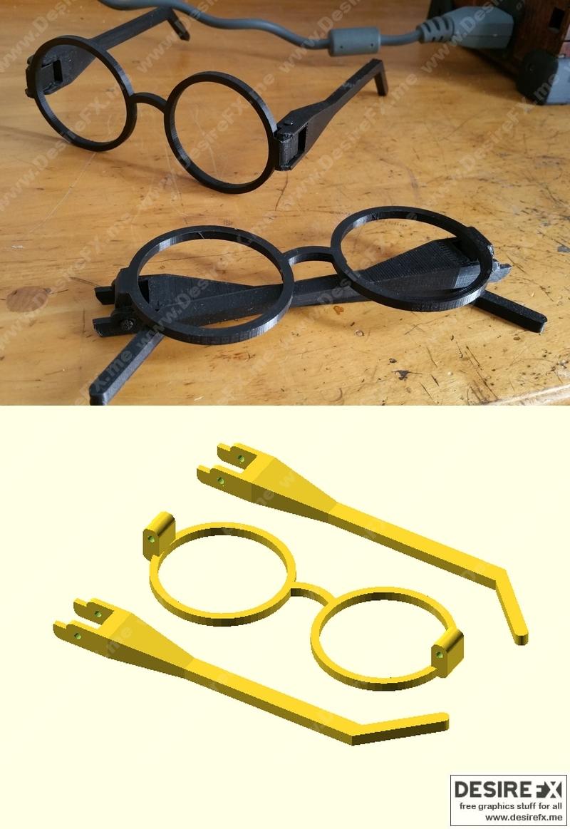 可伸缩哈利波特眼镜 3D打印模型|Scalable Harry Potter Glasses with Hinges – 3D Print Model STL