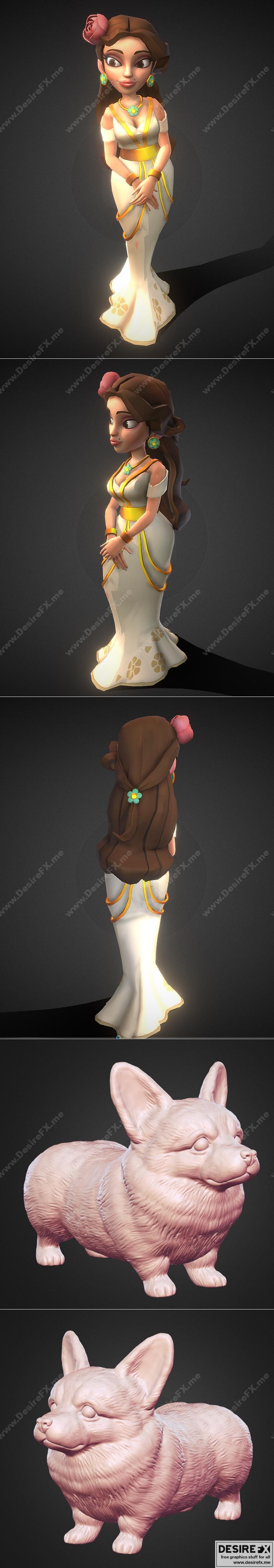 萌趣柯基3D打印模型|Belle and Cute Corgi – 3D Print Model STL